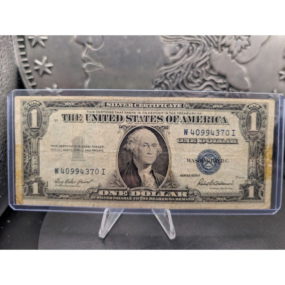 1935F $1 Silver Certificate • Blue Seal • W40994370I • Clean Circulated